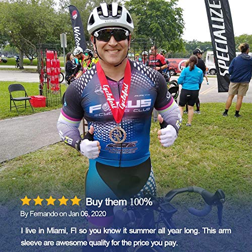 Protección solar UV Enfriamiento Mangas de compresión Mangas de brazo Hombres Mujeres Ciclismo, Blanco, Large