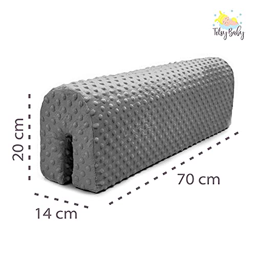 Protector Cuna Barrera Cama 70 cm - Protector Cama anticaida, Infantil Protector Pared Cama niños Gris Minky