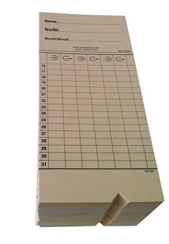 QuickClocks Relojes Para Fichar, Registrador De Tiempo, (Incluye Tarjetas Y Estante De Tarjeta)