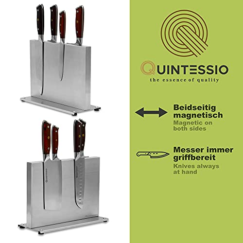 QUINTESSIO Bloque magnético para cuchillos sin cuchillos, soporte magnético a ambos lados, de acero inoxidable, con imanes extra fuertes, soporte magnético para cuchillos de cocina