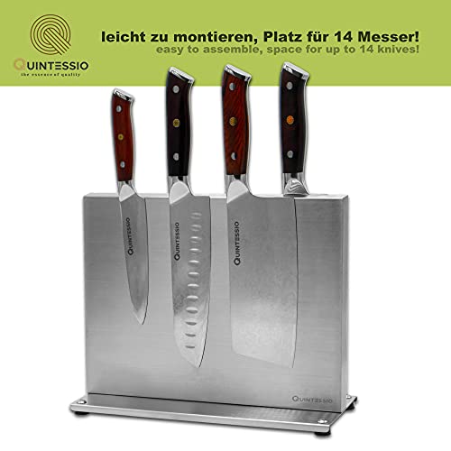 QUINTESSIO Bloque magnético para cuchillos sin cuchillos, soporte magnético a ambos lados, de acero inoxidable, con imanes extra fuertes, soporte magnético para cuchillos de cocina