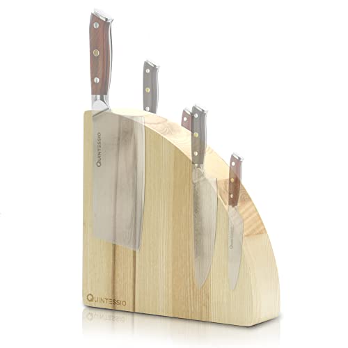 QUINTESSIO Bloque magnético para cuchillos sin cuchillos, soporte magnético de madera en ambos lados, bloque XL para cuchillos con imanes extra fuertes, soporte magnético para cuchillos de cocina