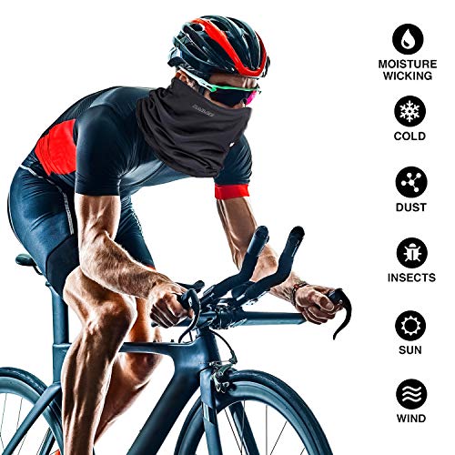 Railee Pañuelos Cabeza Elástica, 2Pcs Multifunción Bandana Braga Cuello Pañuelos Deporte Braga Cuello Hombre Mujer Protección Ultravioleta Pasamontañas para Moto Ciclismo Yoga Aire Libre, Negro+ Gris