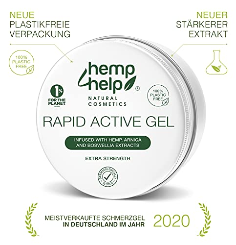 RAPID ACTIVE GEL | Crema Dolores Musculares y Articulaciones | Gel Piernas Cansadas Natural de Cañamo, Arnica, Boswellia y Consuelda | Crema Masaje Muscular de Espalda, Rodilla, Pies | 200 ml