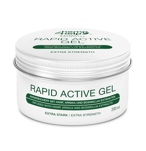 RAPID ACTIVE GEL | Crema Dolores Musculares y Articulaciones | Gel Piernas Cansadas Natural de Cañamo, Arnica, Boswellia y Consuelda | Crema Masaje Muscular de Espalda, Rodilla, Pies | 200 ml
