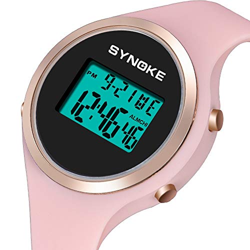 Relojes Digital Deportivo Multifunción Relojes Calendario Alarma Relojes Silicona para Mujeres Niñas, Rosa
