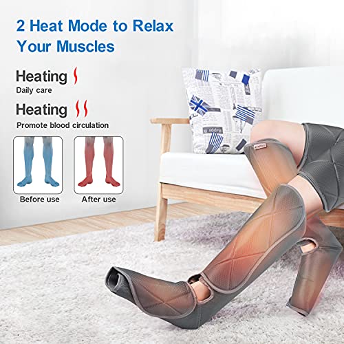 RENPHO Masajeador de piernas con calor, masaje de compresión para piernas, muslo y pantorrilla, diseño de envolturas ajustables, 6 modos 3 intensidades para relajar los músculos de las piernas