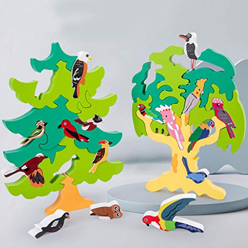 RG-FA Juguetes de apilamiento de madera 3D niños DIY pájaro árbol Puzzle Montessori educativo temprano