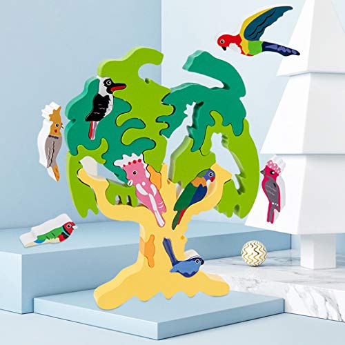 RG-FA Juguetes de apilamiento de madera 3D niños DIY pájaro árbol Puzzle Montessori educativo temprano