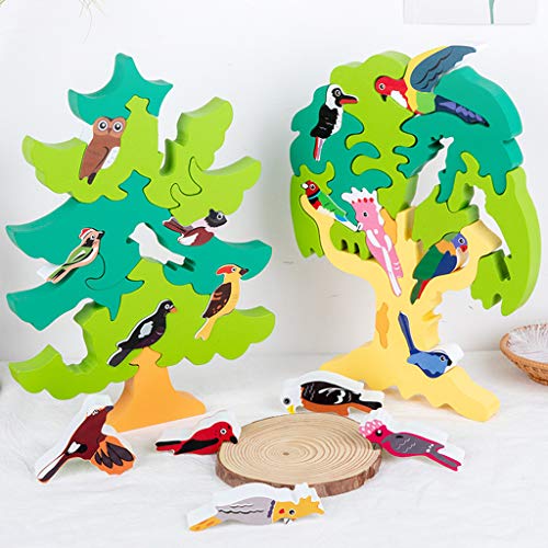 RG-FA Juguetes de apilamiento de madera 3D niños DIY pájaro árbol Puzzle Montessori educativo temprano