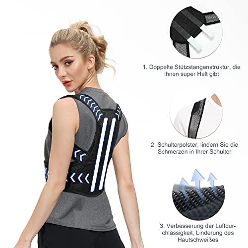 Roadbox Corrector de postura para la espalda, cómodo y transpirable, para hombre y mujer, una mejor postura corporal, alivio del dolor para ropa de ocio (negro, L (80-100 cm)
