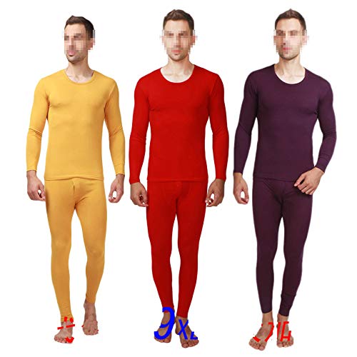Ropa Interior térmica Larga de otoño para Hombre, Conjuntos de Ropa Interior Fina Modal para Hombre, cálida Talla Grande XL- 9XL Red 4XL
