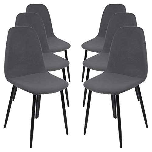Ryoizen Funda para Silla Comedor Estilo Nórdico Funda de Silla Oficina Elásticas,Cubierta Universal sin Brazos para Cocina Restaurante Hotel Hogar(A-Grey 6 Pieces)