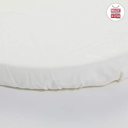 Sábana ajustable algodón para Capazo/carro, 35x80x7 cm, color beige