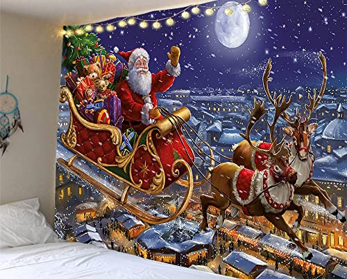 Santa muñeco de nieve Año Nuevo Decoración para colgar en la pared Medias de chimenea Regalo Manta de tela colgante A15 180x230cm