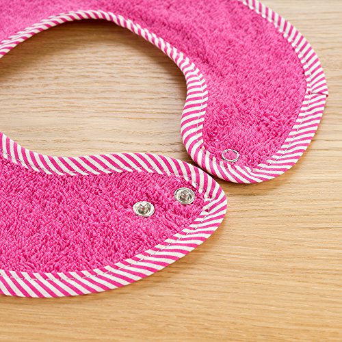 Set de 2 baberos para bebé Wörner - baberos de rizo con botón a presión ajustable | extra largo, absorbente, Certificado OekoTex - 100% algodón - (Rosa/Naranja)
