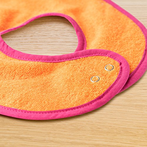 Set de 2 baberos para bebé Wörner - baberos de rizo con botón a presión ajustable | extra largo, absorbente, Certificado OekoTex - 100% algodón - (Rosa/Naranja)