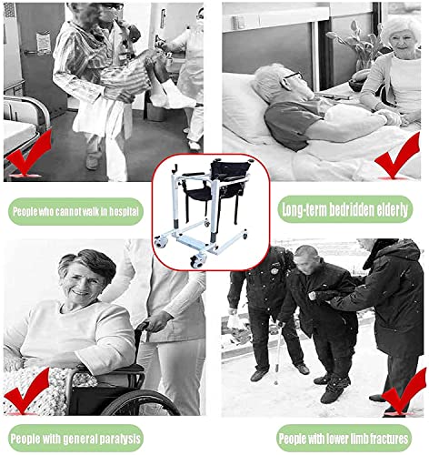 SEYE Elevador de Pacientes para sillas de Ruedas, Arnés Elevación Paciente Cuerpo Completo, Silla de Ruedas Multifuncional con Asiento Blando y Asiento de Inodoro