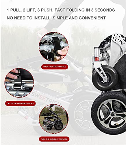 Sillas De Ruedas Eléctricas, Sillas De Ruedas Para Silla De Ruedas Eléctrica De Lujo Con Asiento Portátil 500W HUB Sin Escobillas Motor Ultra-rápido Carga De Litio Batería De Litio Aleación De Alumini