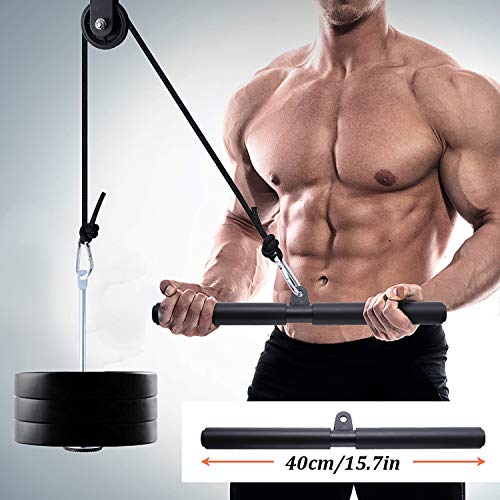 Sistema de polea de gimnasio en casa DIY para rizos de bíceps, extensiones de tríceps, entrenamiento físico.Rodillo de Muñeca Fitness Maquina para Antebrazo para Entrenamiento de Fuerzam
