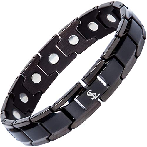 Smarter LifeStyle - Pulsera Elegante de Titanio Para Terapia Magnética y Que Alivia El Dolor de Artritis y Del Túnel Carpiano Color Negro