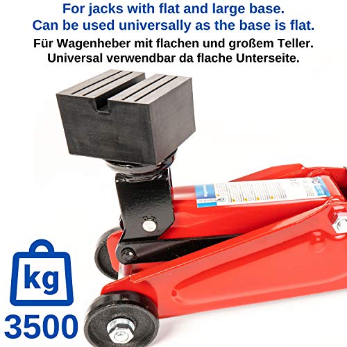 Soporte de goma universal para gato, cuboide XL, soporte de 75 x 75 x 50 mm, 12 x 10 mm la ranura en U para todos los coches de hasta 3.5 toneladas, almohadilla de gato antideslizante para maniobrar