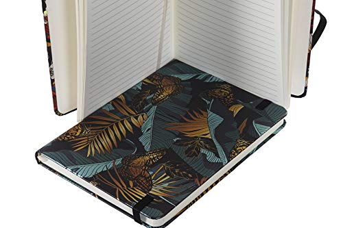 Space Home - Blog de Líneas - Cuaderno de Notas - Libreta de Cartón - Libreta con Goma - 13 x 18 cm - Diseño Flores