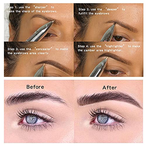 Staright Lápiz de Contorno de Cejas 4 en 1 Resistente al Agua Que resalta Las Cejas lápiz de Cejas Maquillaje de Cejas Naturales Herramienta cosmética