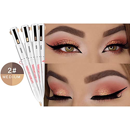 Staright Lápiz de Contorno de Cejas 4 en 1 Resistente al Agua Que resalta Las Cejas lápiz de Cejas Maquillaje de Cejas Naturales Herramienta cosmética