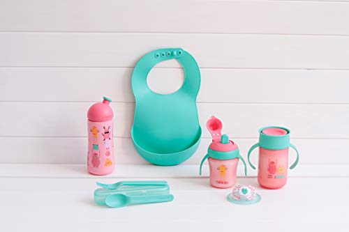 Suavinex - Vaso Aprendizaje Bebé BOOO. Con Boquilla Rígida y Asas Removibles. Para Bebés +6 Meses. Apto Para Lavavajillas. 200ml, Color Rosa