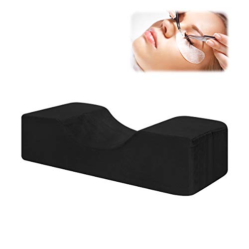 SunshineFace Almohada de extensión de pestañas, Almohada de Curva ergonómica en Forma de U, Injerto de Maquillaje Almohada de pestañas Curva de Soporte de Cuello para Salón Hogar (Negro)