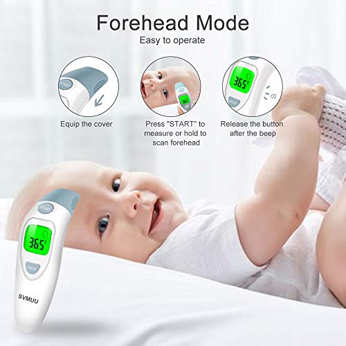 SVMUU Termómetro Digital Frente y Oído, Termómetro Médico Infrarrojo para Bebés, Multifunción 4 en 1, Alarma de Fiebre, Lectura instantánea para niños, Adultos y Objetos, Certifica CE/ROHS/FDA