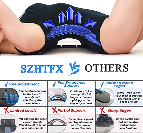 SZHTFX - Aparato de masaje de espalda para estirar la columna vertebral con fácil ajuste para estirar la espalda lumbar y relajar