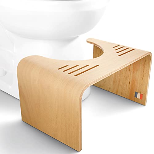 Taburete de Madera para Baños - Peldaño Fisiológico para Agacharse de Forma Natural en el Inodoro - Reposapiés Aconsejado por los Médicos