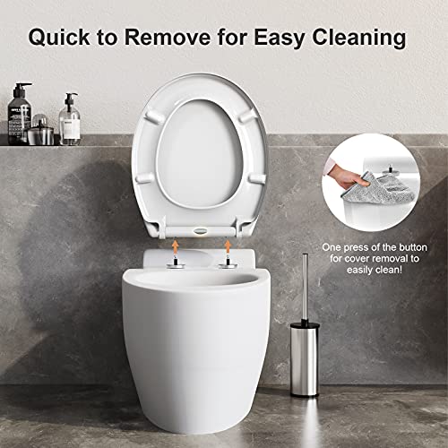 Tapa de WC,Asiento de Tapa WC Universel,Asiento de Inodoro en Forma de O,Antibacteriano Tapa Inodoro Hecho de Urea-Formaldehído con Función de Cierre Suave, Desmontaje Rápido y Limpieza