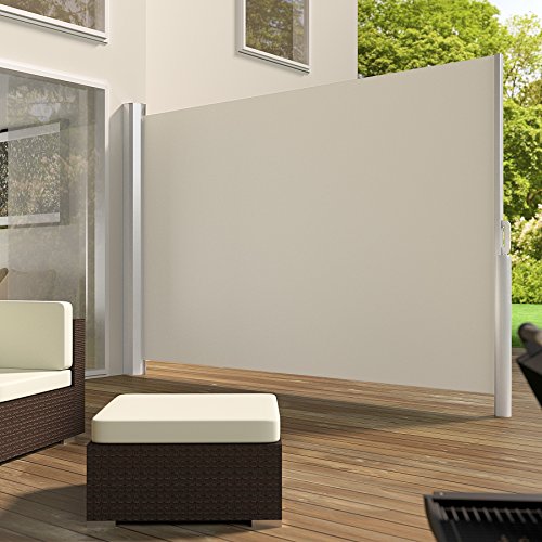 TecTake Toldo Lateral de Aluminio Separador retráctil terraza protección De Vivienda y de Base Postes Completo de Aluminio Varias tamaños - (Beige | 200x300cm | no. 401532)