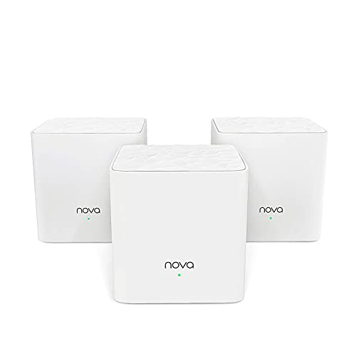 Tenda Nova MW3 Mesh - Router Sistema WiFi de Red en Malla (AC1200, 2.4GHz +5 GHz, Plug and Play, Mu-MIMO, Fast Ethernet 10/100, funciona con Alexa), pack 3
