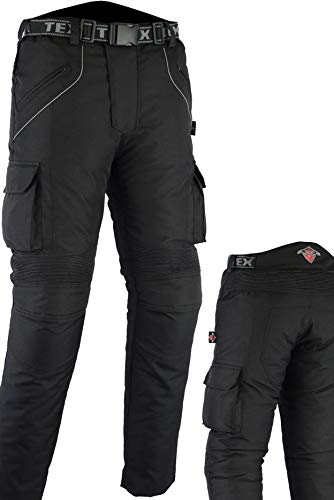 Texpeed Pantalones de motorista con protector - Impermeables - Negro - Todas las tallas - W36 L34