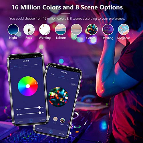 Tiras LED Alexa 20M RGB Música, Compatible con Alexa y Google Home HOVVIDA Luces de Tiras LED 5050 12V para Habitación, Controladas por APP, IR Control Remoto y Controlador, 16 Milliones de Colores