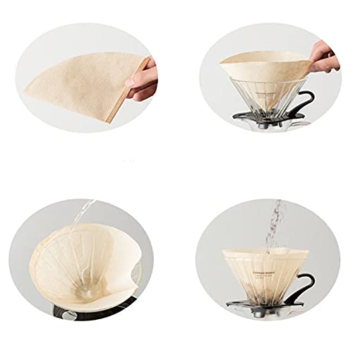 Tomodoks 80 piezas de papel de filtro de café, papel de filtro desechable en forma de V, tamaño 2 para V60, conos de gotero de café/vierta sobre los fabricantes de cofres (2-4 tazas)