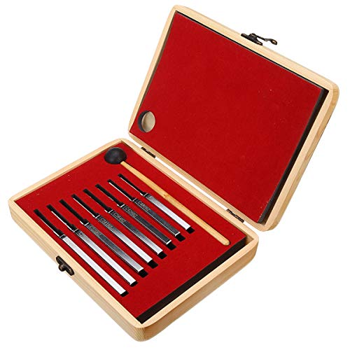 TOOGOO 8 Unids 256-512HZ Set de DiapasóN de Acero Salud FíSica VibracióN DiagnóStico MéDico + Terapia de VibracióN de Mazo Herramientas MéDicas