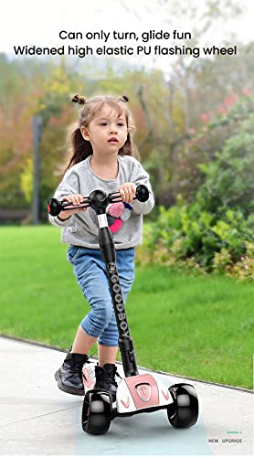 tquuquu Scooter para niños, luz de respiración de música Intermitente Colorida para niños y niñas, Bicicleta yo-yo Plegable resbaladiza de un pie