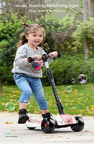 tquuquu Scooter para niños, luz de respiración de música Intermitente Colorida para niños y niñas, Bicicleta yo-yo Plegable resbaladiza de un pie