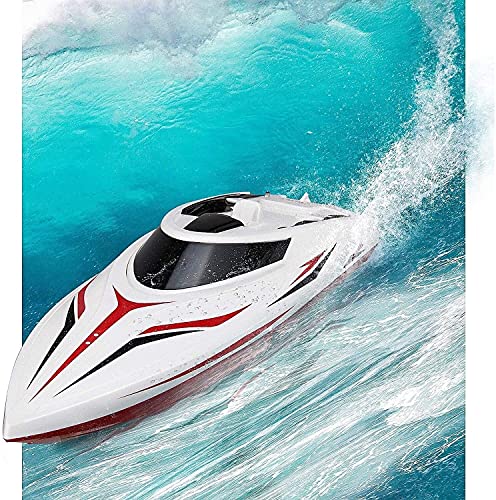 UimimiU RC Barco,Doble Capa Impermeable 25km /h Bote de Control Remoto,Piscina Lago Juguete Barco de Juguete con Caps de recuperación for niños Adolescentes y Adultos, for lo