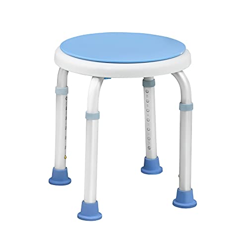 UISEBRT Taburete de ducha Taburete de baño ajustable en altura 360 ° giratorio 136 kg