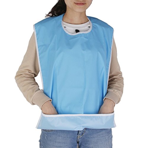 ULTNICE Babero para Adulto Impermeable Babero Adulto Reutilizable (azul claro)