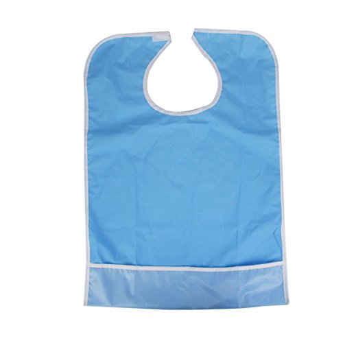 ULTNICE Babero para Adulto Impermeable Babero Adulto Reutilizable (azul claro)
