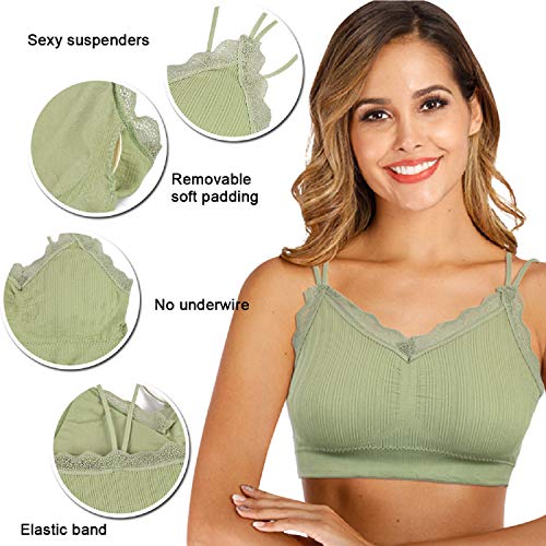 UMIPUBO 4 Piezas de Sujetador de Camisola para Mujer Sujetador de Tubo de Cuello V Banda Sujetador de Dormir Sujetador Deportivo Ropa Interior con Tirantes Elásticos (D, Talla única)