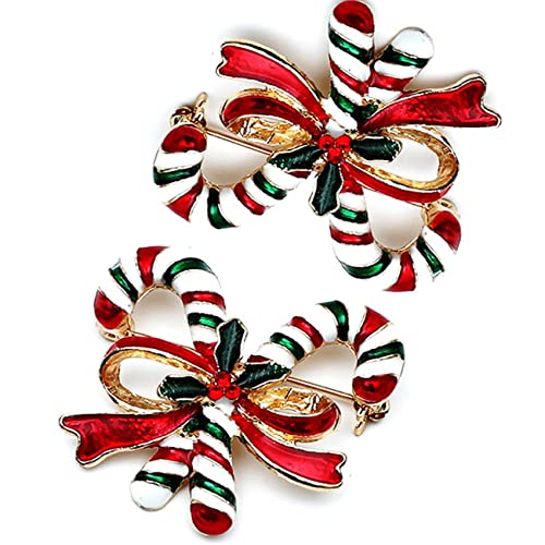 Uniqueheart Broche de muleta con Lazo de Color Broche de Aceite por Goteo Broche antideslumbrante Decoración navideña Elementos de Moda Decoración de Tela - Rojo y Verde