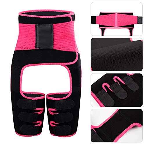 Unisoul Mujer Cintura Entrenador,4 en 1 Levantador de Culata y Muslo Recortadora,Cintura Alta Waist Trainer, Faja Adelgazante,para Entrenamiento, Fitness,Quema de Grasa, XL Negro